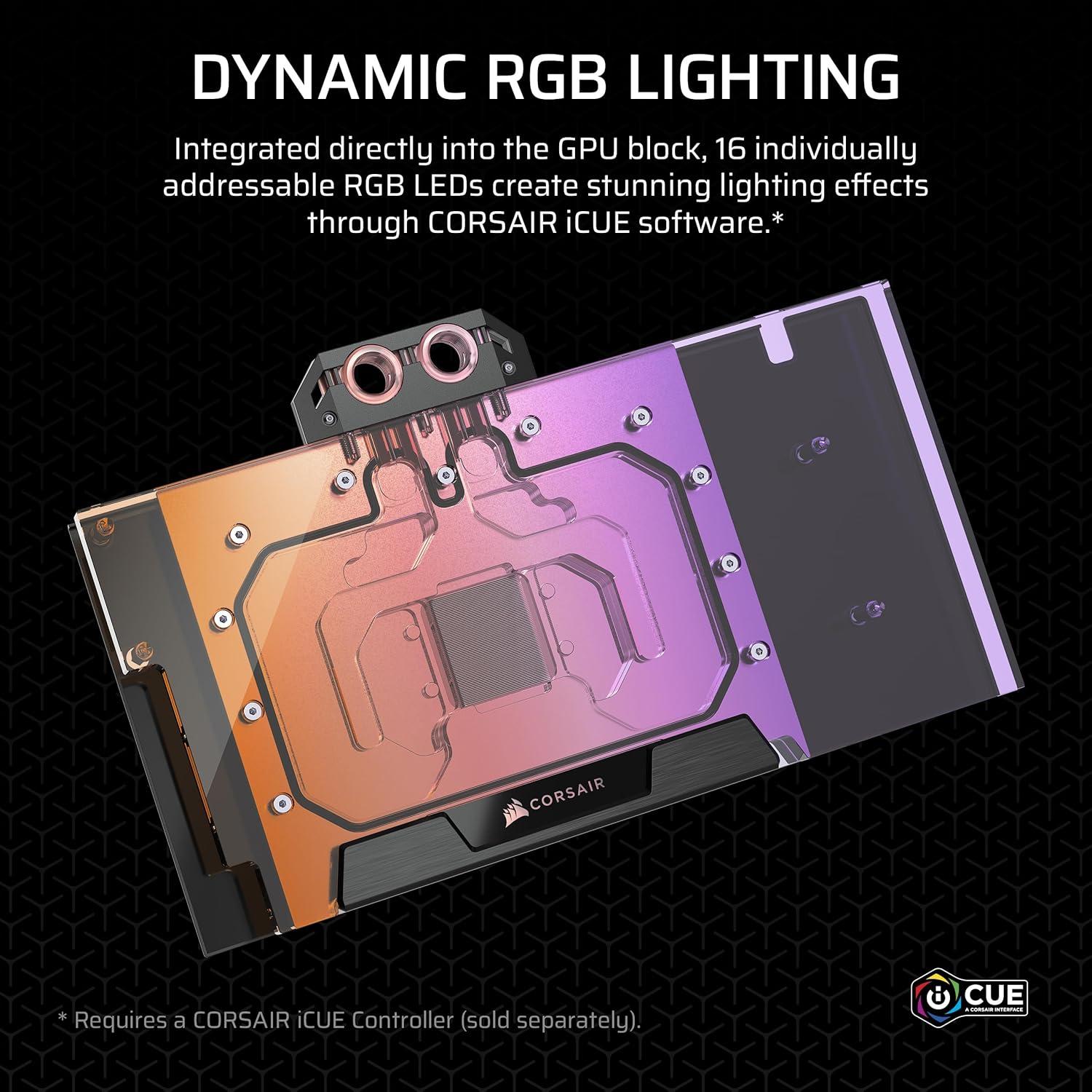 imageCORSAIR Hydro X Series XG5 RGB 5090 Astral GPU Water Block for ASUS ROG Astral GeForce RTX 5090 NickelPlated Copper Assembly Over 60 HighDensity Cooling Fins 16 Addressable RGB LEDs Black