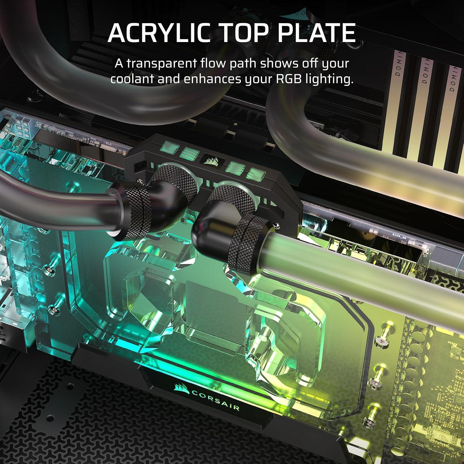imageCORSAIR Hydro X Series XG5 RGB 5090 Astral GPU Water Block for ASUS ROG Astral GeForce RTX 5090 NickelPlated Copper Assembly Over 60 HighDensity Cooling Fins 16 Addressable RGB LEDs Black