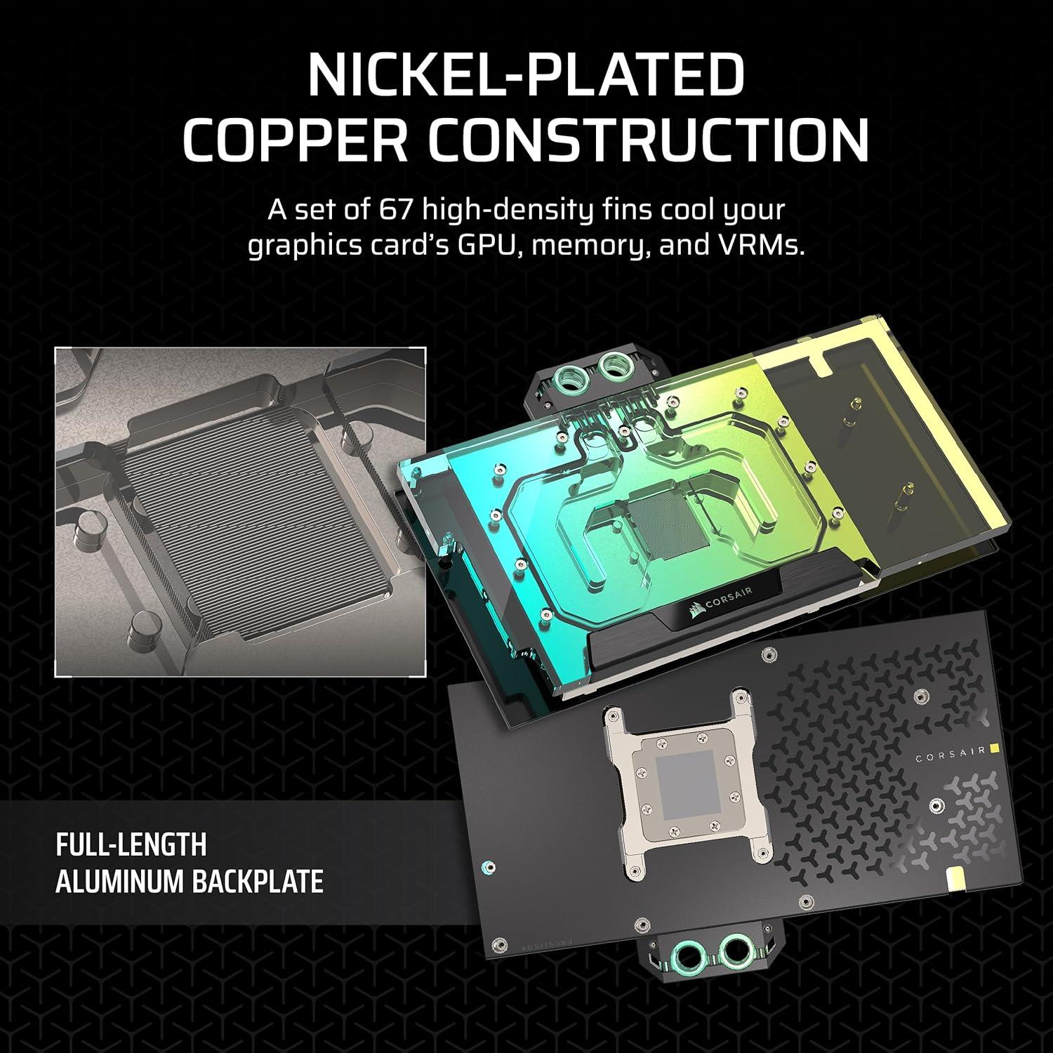 imageCORSAIR Hydro X Series XG5 RGB 5090 Astral GPU Water Block for ASUS ROG Astral GeForce RTX 5090 NickelPlated Copper Assembly Over 60 HighDensity Cooling Fins 16 Addressable RGB LEDs Black