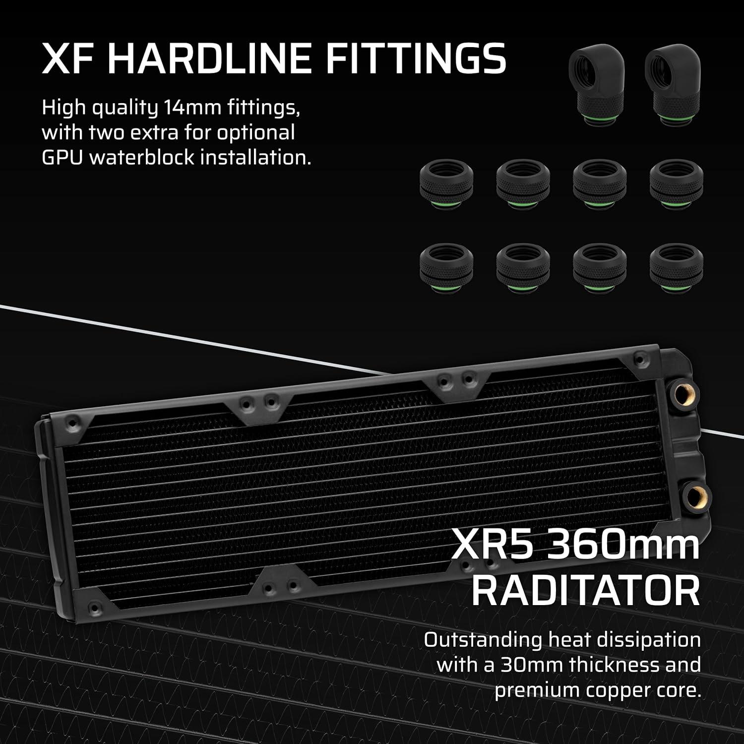 imageCORSAIR XH505i RX 360 RGB Custom Cooling Kit XC7 CPU Water Block XD6 Pump Reservoir 3X RX120 RGB Fans XR5 360mm Radiator System Hub Included BlackBlack