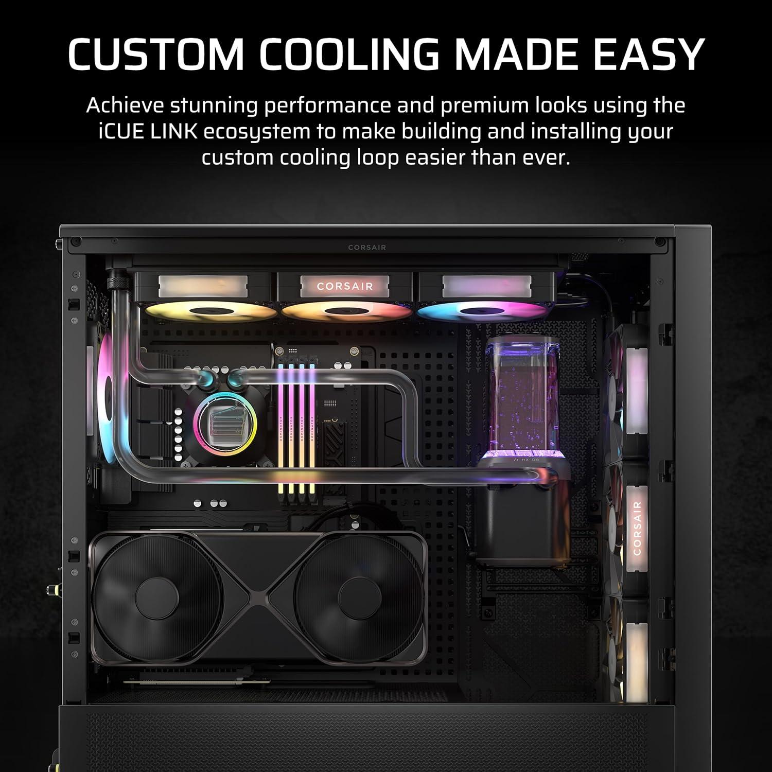 imageCORSAIR XH505i RX 360 RGB Custom Cooling Kit XC7 CPU Water Block XD6 Pump Reservoir 3X RX120 RGB Fans XR5 360mm Radiator System Hub Included BlackBlack