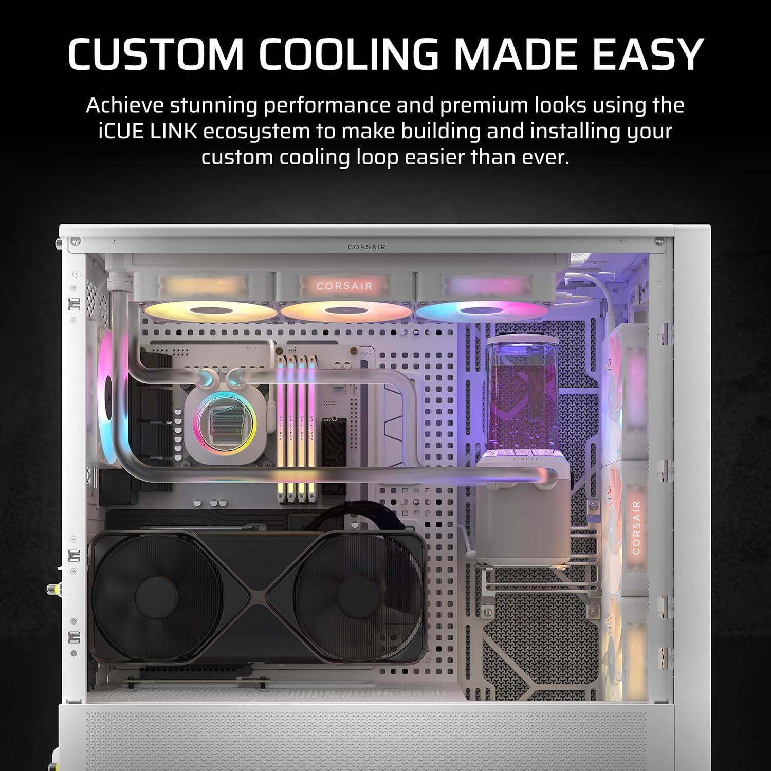imageCORSAIR XH505i RX 360 RGB Custom Cooling Kit XC7 CPU Water Block XD6 Pump Reservoir 3X RX120 RGB Fans XR5 360mm Radiator System Hub Included BlackWhite