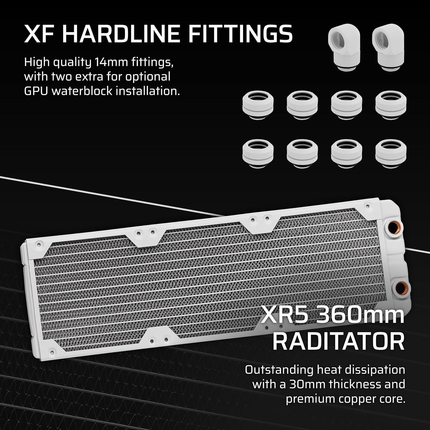 imageCORSAIR XH505i RX 360 RGB Custom Cooling Kit XC7 CPU Water Block XD6 Pump Reservoir 3X RX120 RGB Fans XR5 360mm Radiator System Hub Included BlackWhite