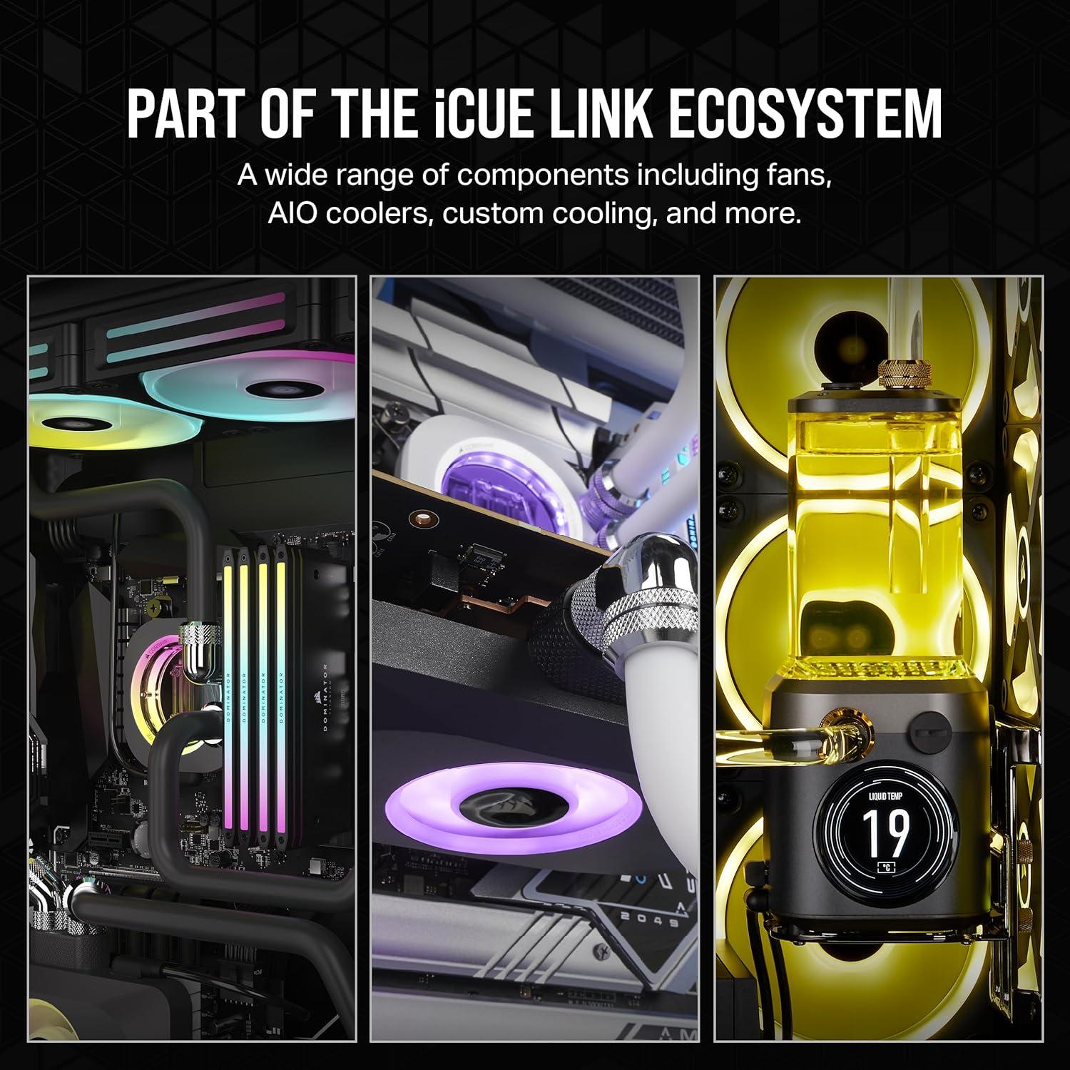 imageCORSAIR iCUE Link XC7 RGB Elite CPU Water Block Transparent Flow Chamber 24 RGB LEDs Fits Intel LGA 1700 AMD AM5 and Older Stealth Gray