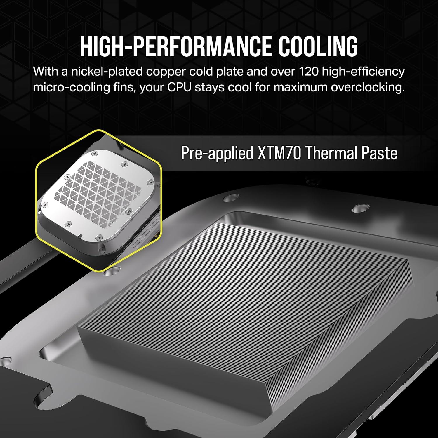 imageCORSAIR iCUE Link XC7 RGB Elite CPU Water Block Transparent Flow Chamber 24 RGB LEDs Fits Intel LGA 1700 AMD AM5 and Older White