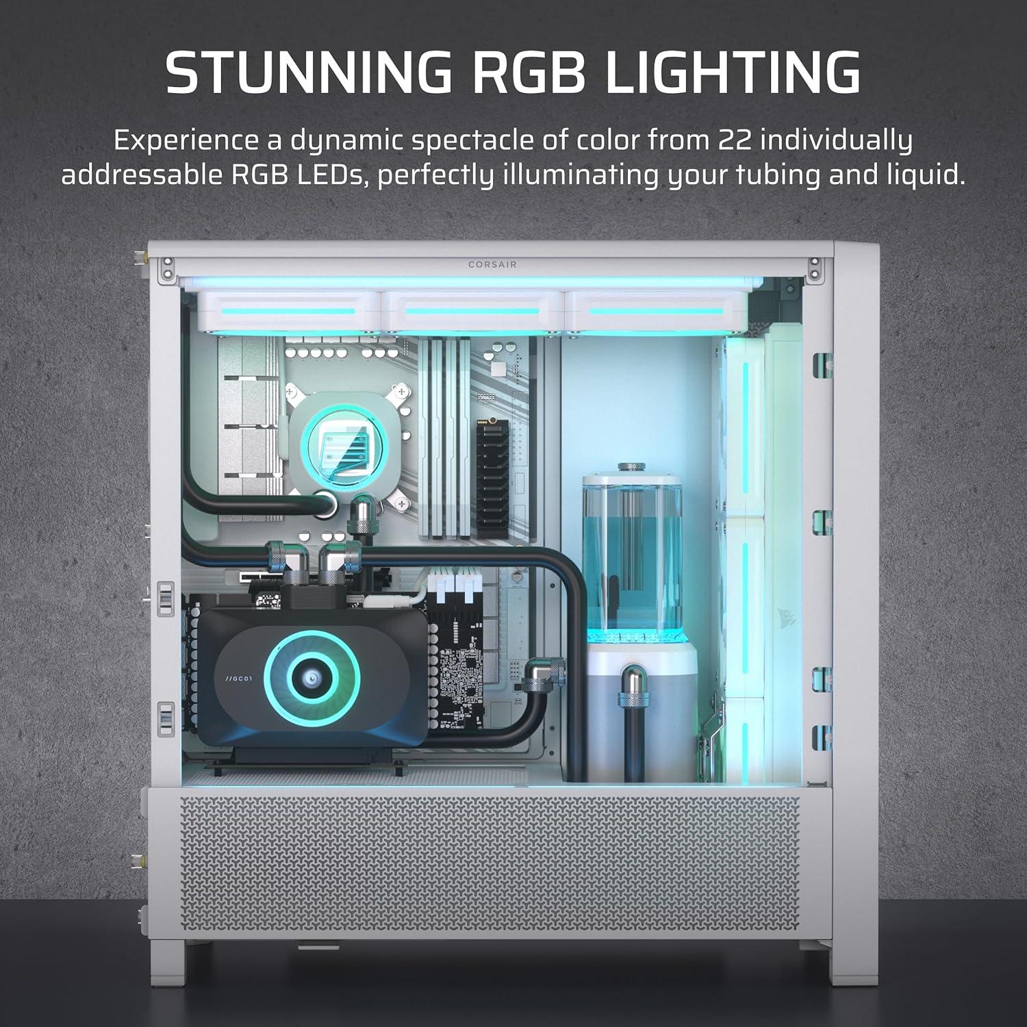 imageCORSAIR iCUE Link XD6 RGB Elite PumpReservoir Unit FlowDrive Max Pump Builtin Temperature Sensor 22 Addressable RGB LEDs 440ml Transparent Nylon Reservoir WhiteWhite