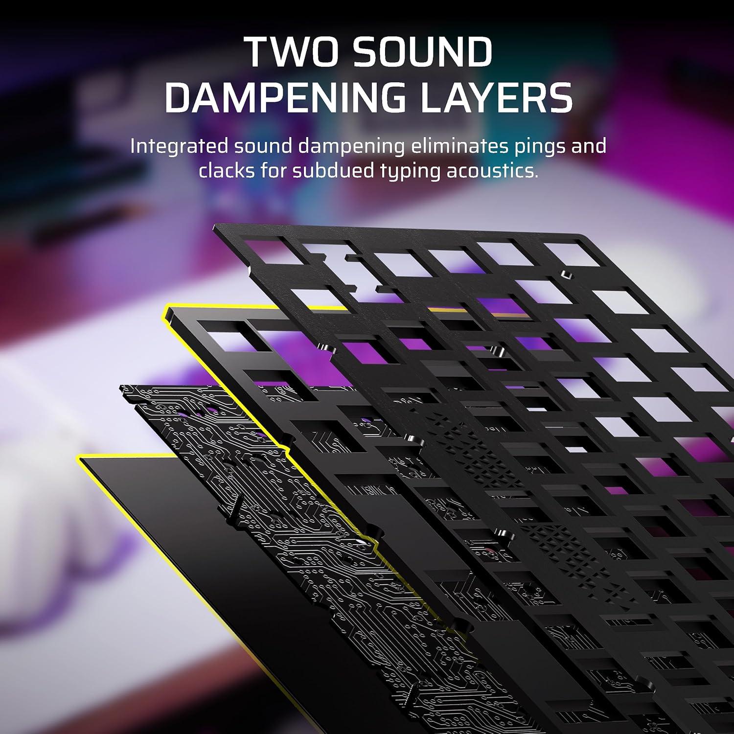 imageCorsair K65 Plus Wireless 75 RGB HotSwappable Mechanical Gaming Keyboard QWERTY US Layout PreLubricated MLX Red v2 Linear Switches DualLayer Sound Dampening Atomic Purple