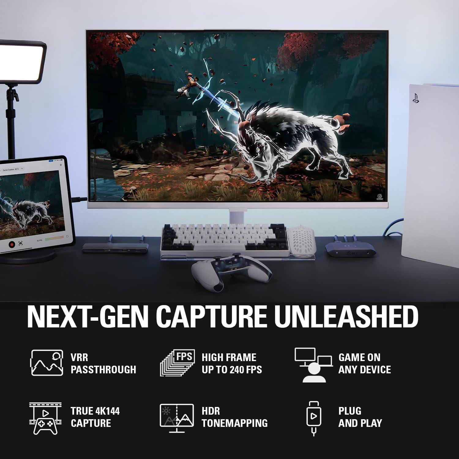 imageElgato 4K S External Capture Card for PS5 Xbox Series XS Switch 2 PC Mac iPad 4K60 1440p120 or 1080p240 Passthrough and Capture HDR10 VRR USBC NearZero Latency4K X
