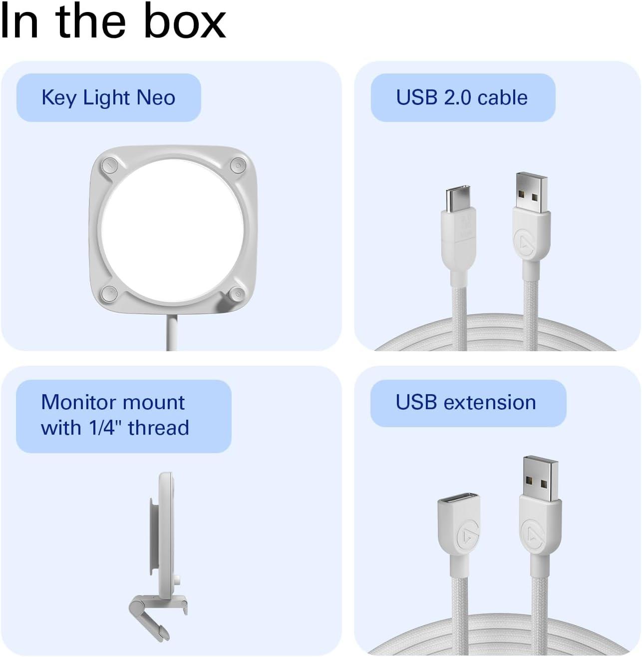 imageElgato Key Light Neo Professional Video Call Light No Glare Adjustable Monitor Mount Manual or WiFi Control OfficeStreaming TeamsZoomSlackTwitchYoutube PlugnPlay on Laptop PC Macwhite