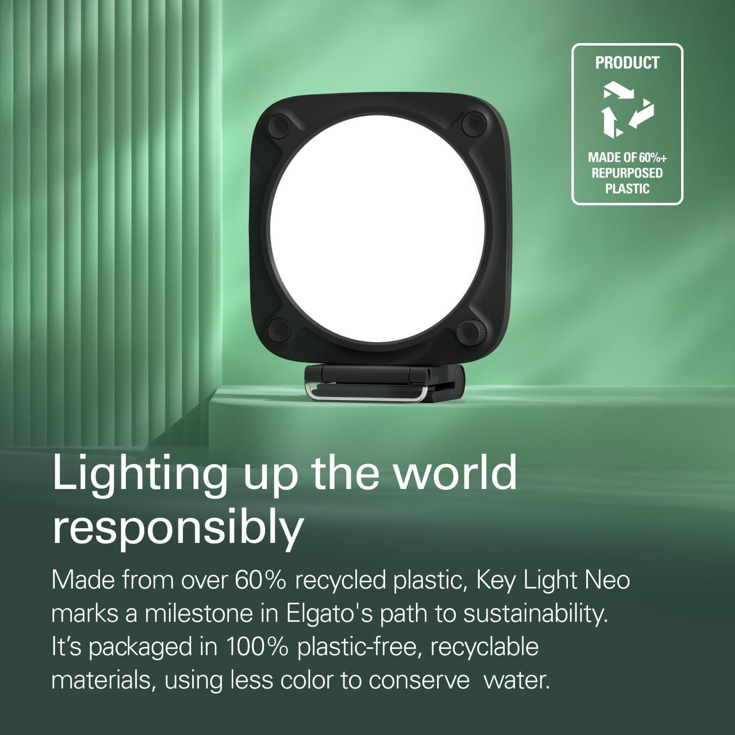 imageElgato Key Light Neo Professional Video Call Light No Glare Adjustable Monitor Mount Manual or WiFi Control OfficeStreaming TeamsZoomSlackTwitchYoutube PlugnPlay on Laptop PC MacBlack