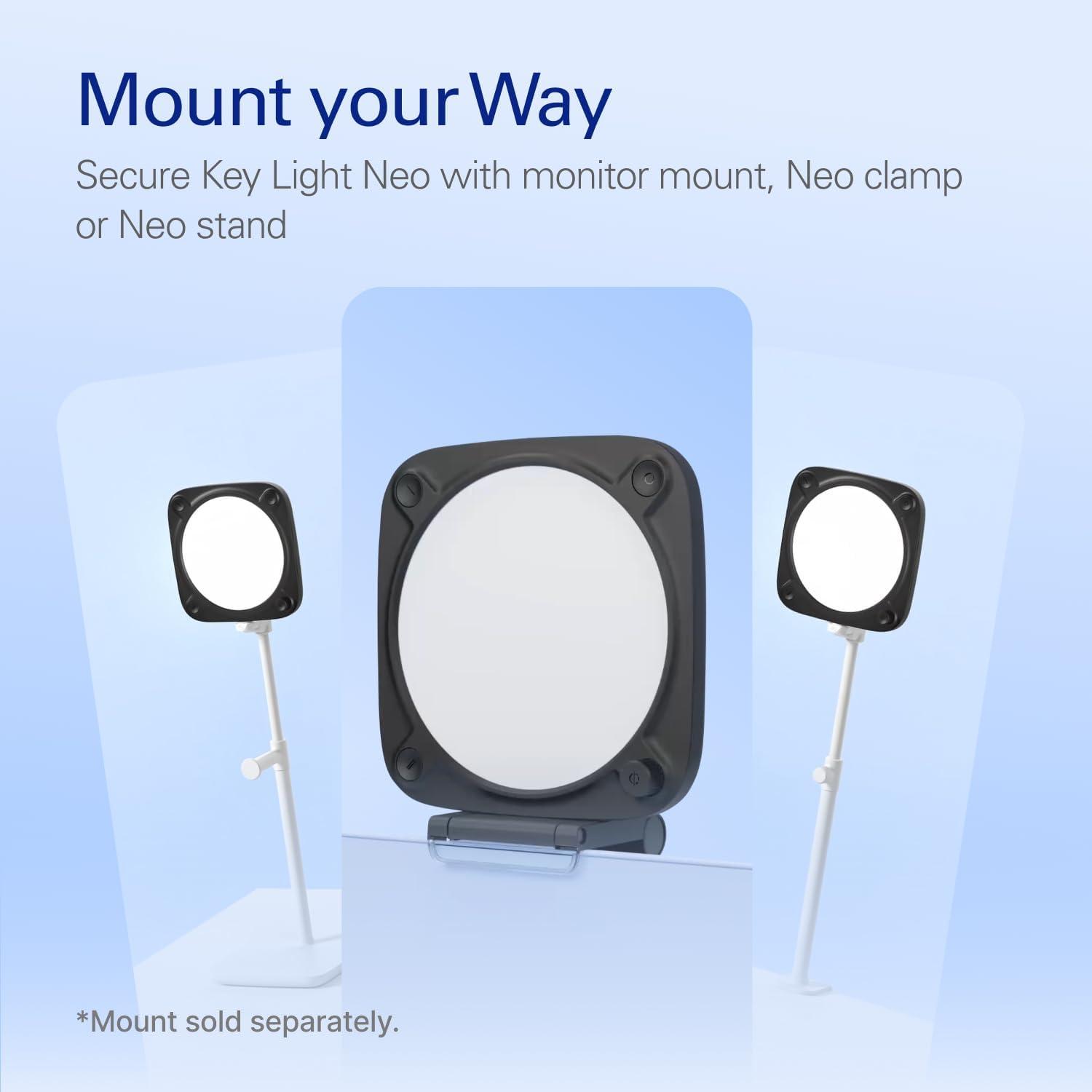 imageElgato Key Light Neo Professional Video Call Light No Glare Adjustable Monitor Mount Manual or WiFi Control OfficeStreaming TeamsZoomSlackTwitchYoutube PlugnPlay on Laptop PC MacBlack