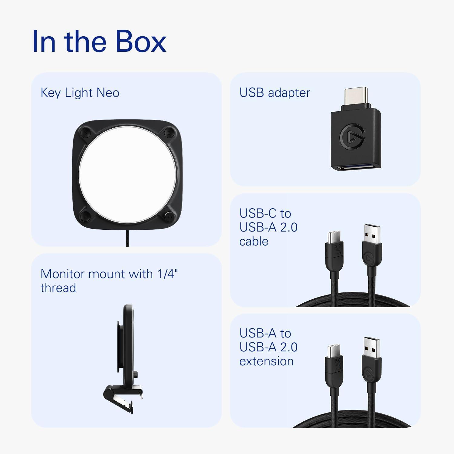imageElgato Key Light Neo Professional Video Call Light No Glare Adjustable Monitor Mount Manual or WiFi Control OfficeStreaming TeamsZoomSlackTwitchYoutube PlugnPlay on Laptop PC MacBlack