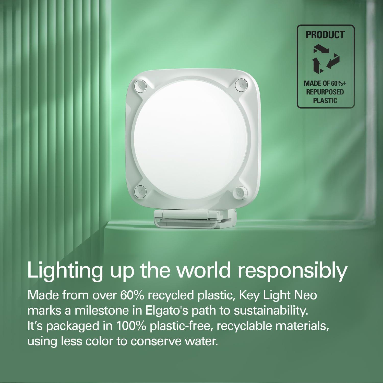 imageElgato Key Light Neo Professional Video Call Light No Glare Adjustable Monitor Mount Manual or WiFi Control OfficeStreaming TeamsZoomSlackTwitchYoutube PlugnPlay on Laptop PC Macwhite