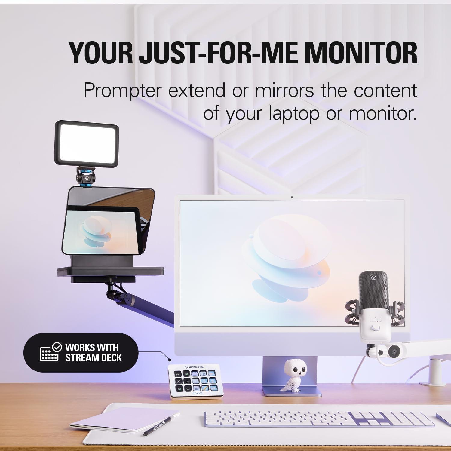 imageElgato Prompter Teleprompter with Builtin Screen for YouTube Twitch Zoom and More 1080 pixels Supports DSLRWebcamSmartphone Drag amp Drop Monitor Display Works with MacPC amp Stream DeckPrompter