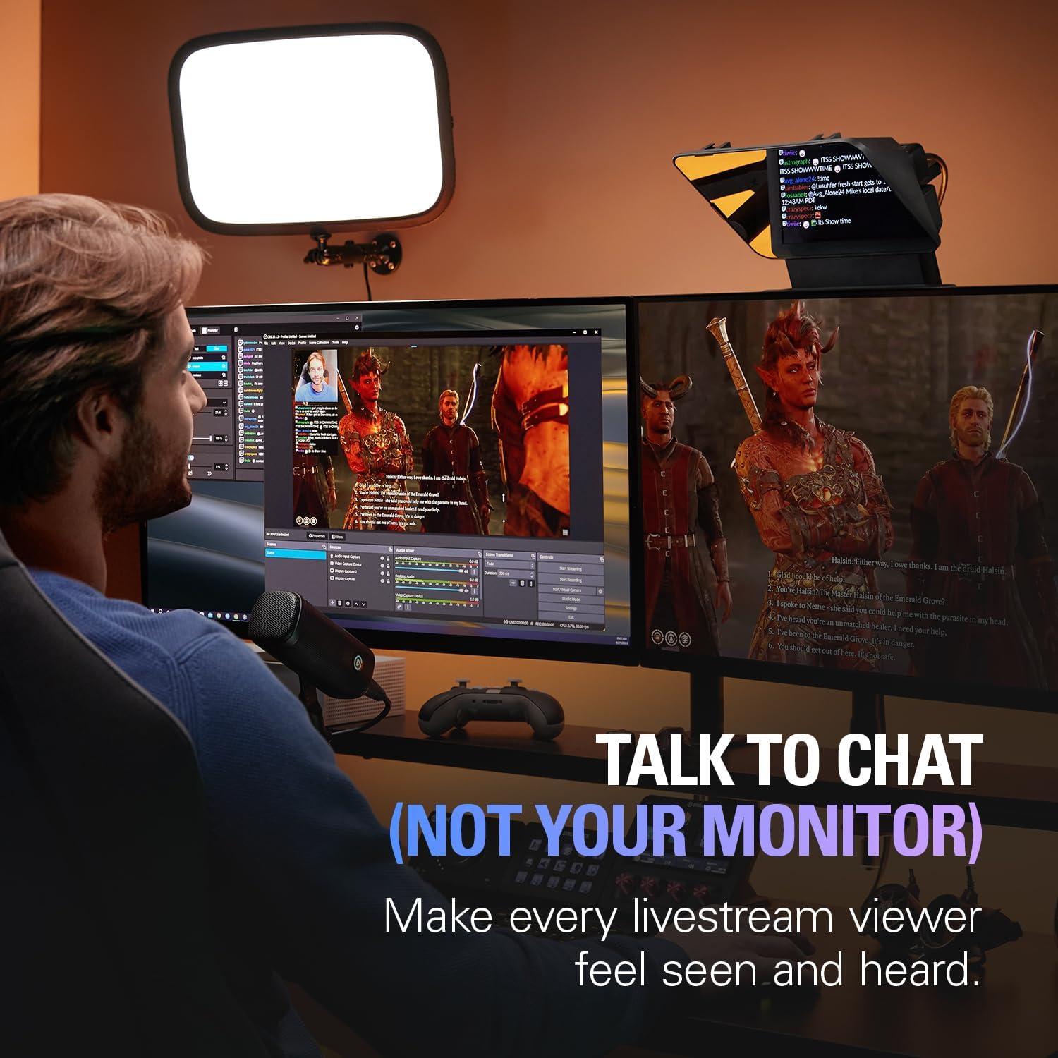 imageElgato Prompter Teleprompter with Builtin Screen for YouTube Twitch Zoom and More 1080 pixels Supports DSLRWebcamSmartphone Drag amp Drop Monitor Display Works with MacPC amp Stream DeckPrompter