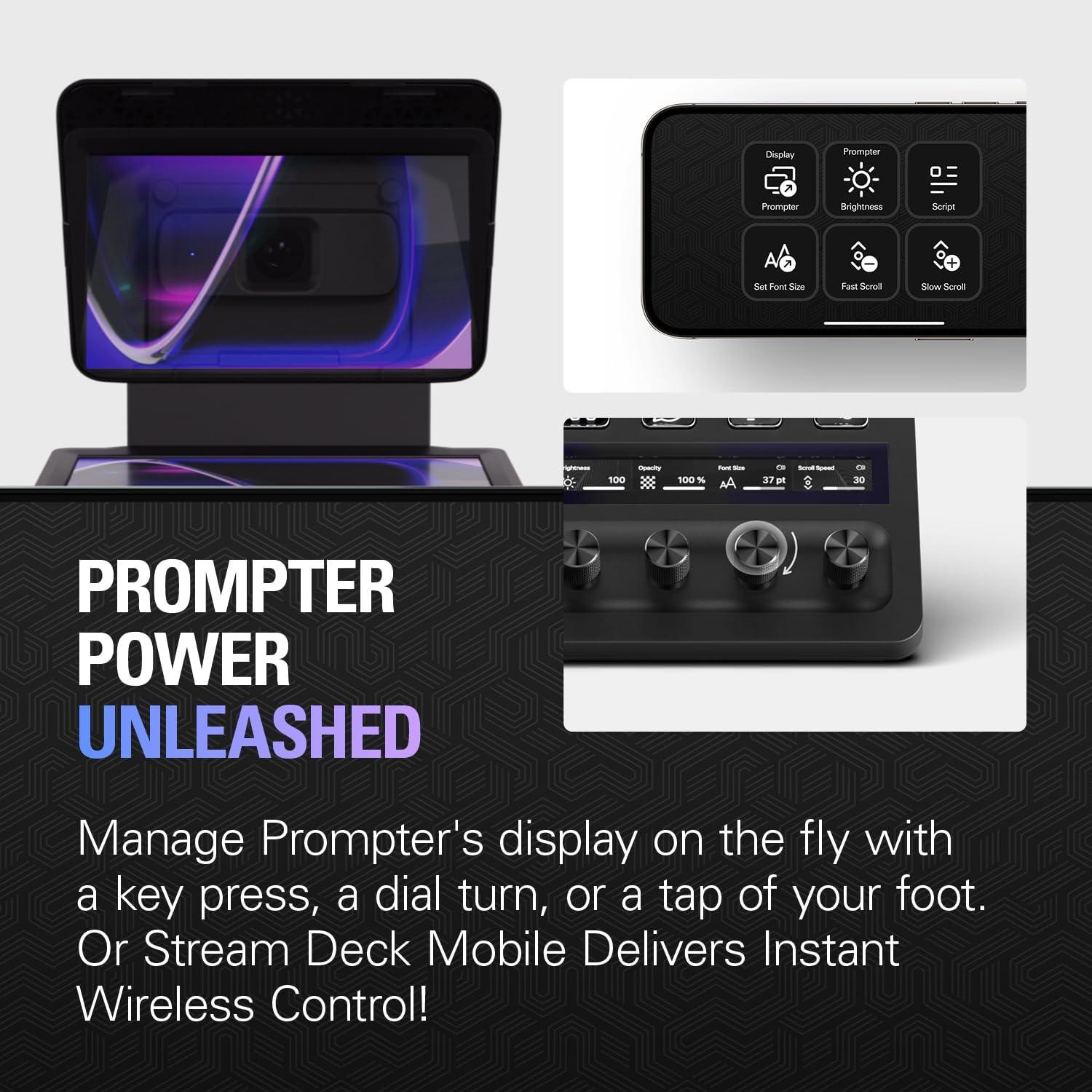 imageElgato Prompter Teleprompter with Builtin Screen for YouTube Twitch Zoom and More 1080 pixels Supports DSLRWebcamSmartphone Drag amp Drop Monitor Display Works with MacPC amp Stream DeckPrompter