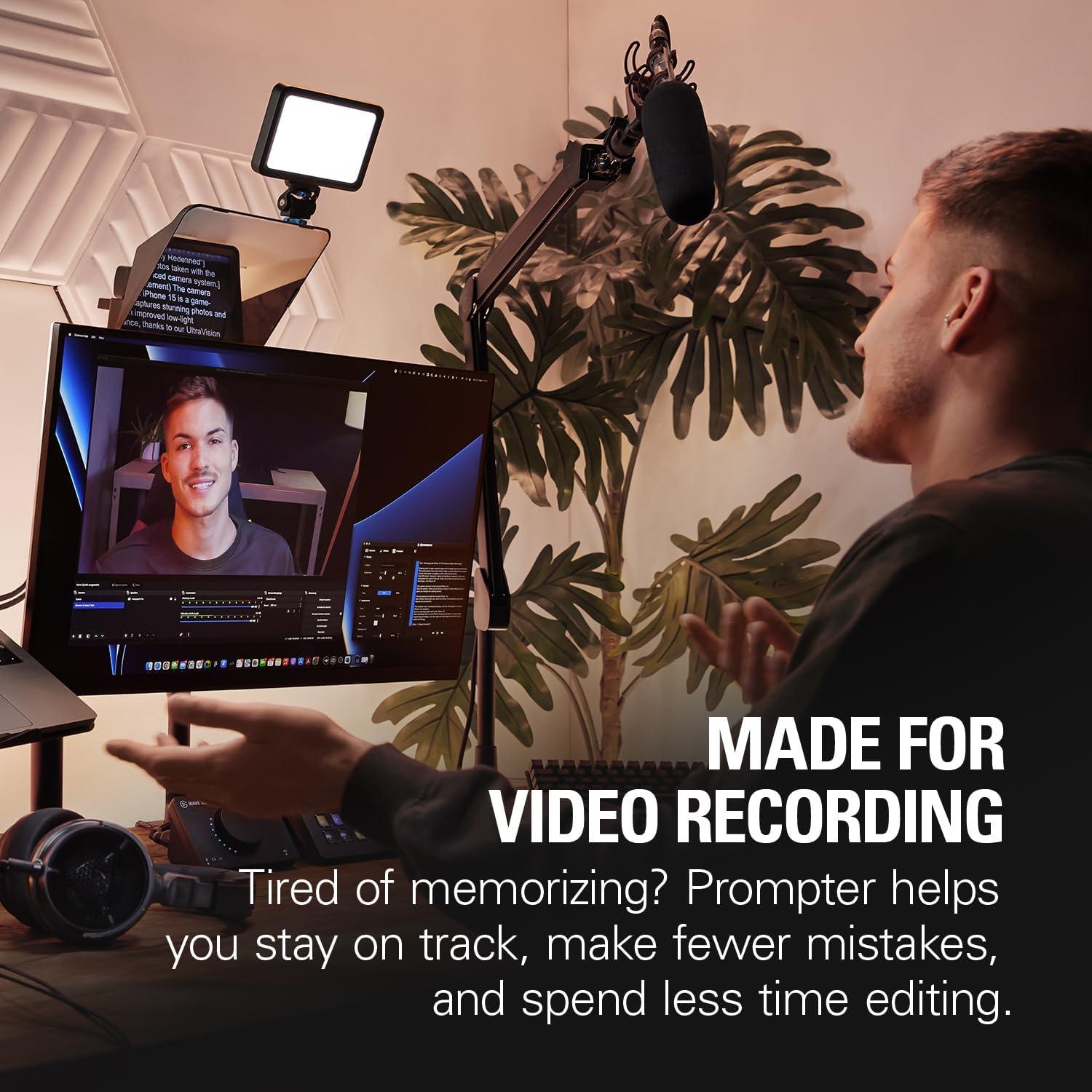 imageElgato Prompter Teleprompter with Builtin Screen for YouTube Twitch Zoom and More 1080 pixels Supports DSLRWebcamSmartphone Drag amp Drop Monitor Display Works with MacPC amp Stream DeckPrompter