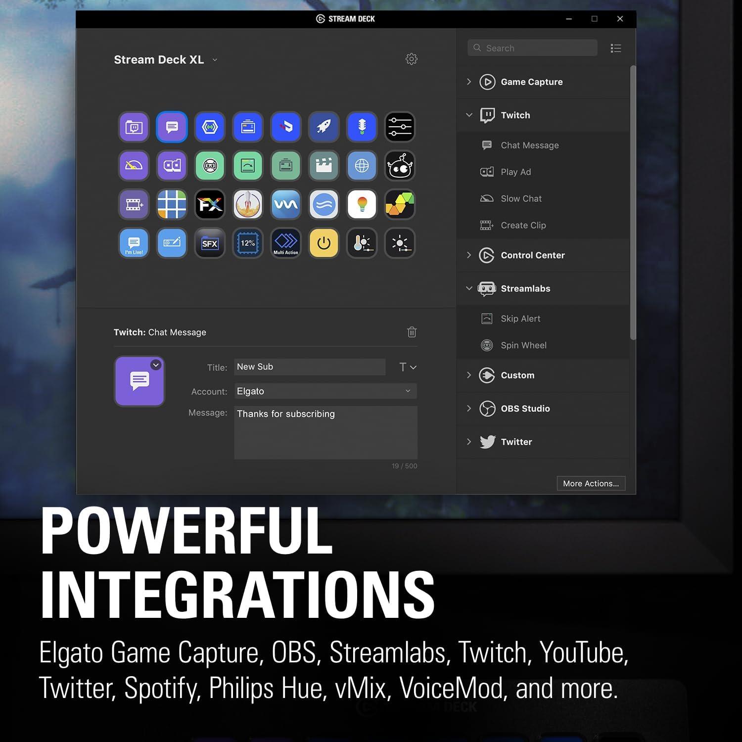 imageElgato Stream Deck XL Advanced Studio Controller 32 Macro Keys Trigger Actions in apps and Software Like OBS Twitch YouTube and More USB Works with Mac and PC32 Keys