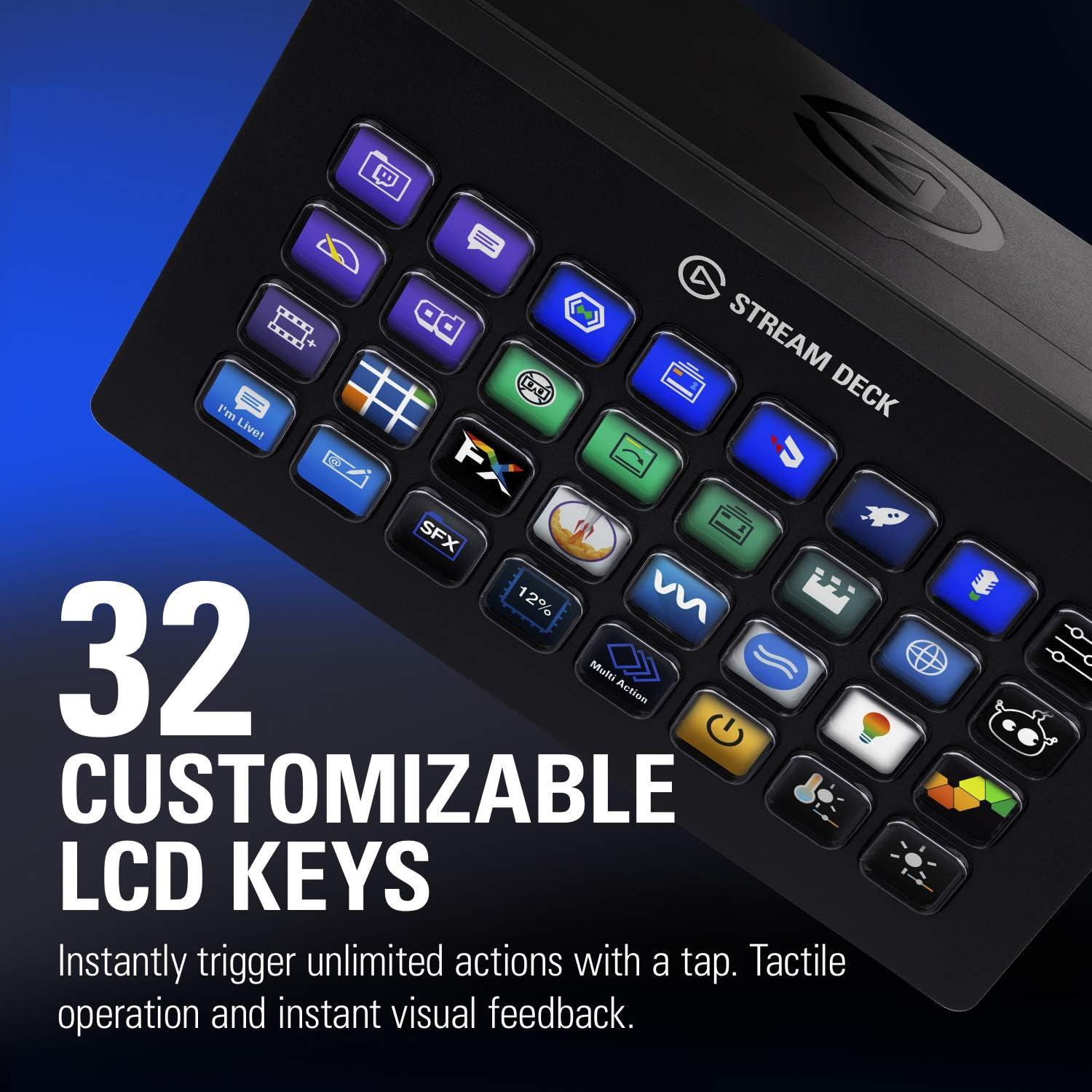 imageElgato Stream Deck XL Advanced Studio Controller 32 Macro Keys Trigger Actions in apps and Software Like OBS Twitch YouTube and More USB Works with Mac and PC32 Keys