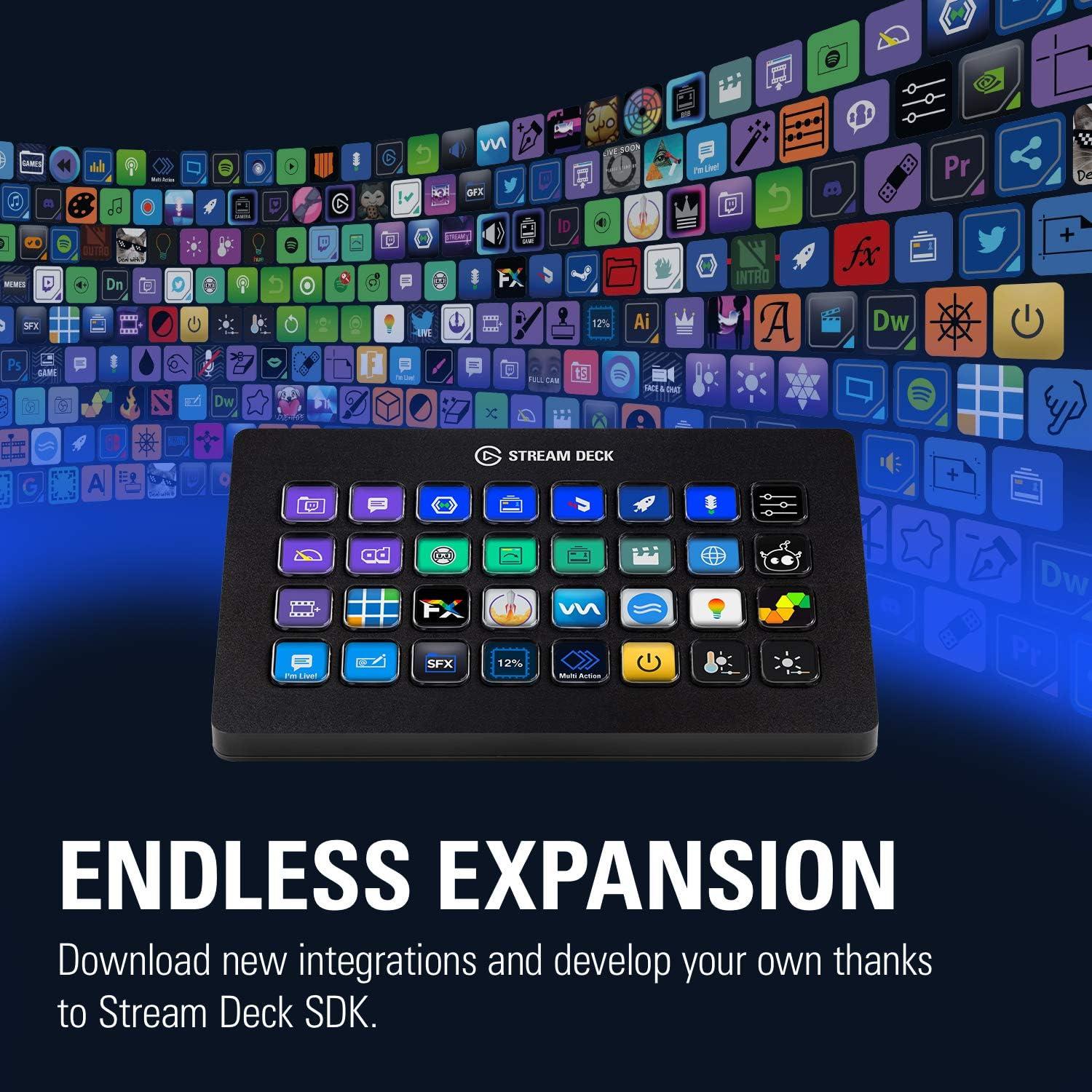 imageElgato Stream Deck XL Advanced Studio Controller 32 Macro Keys Trigger Actions in apps and Software Like OBS Twitch YouTube and More USB Works with Mac and PC32 Keys Pack of 12