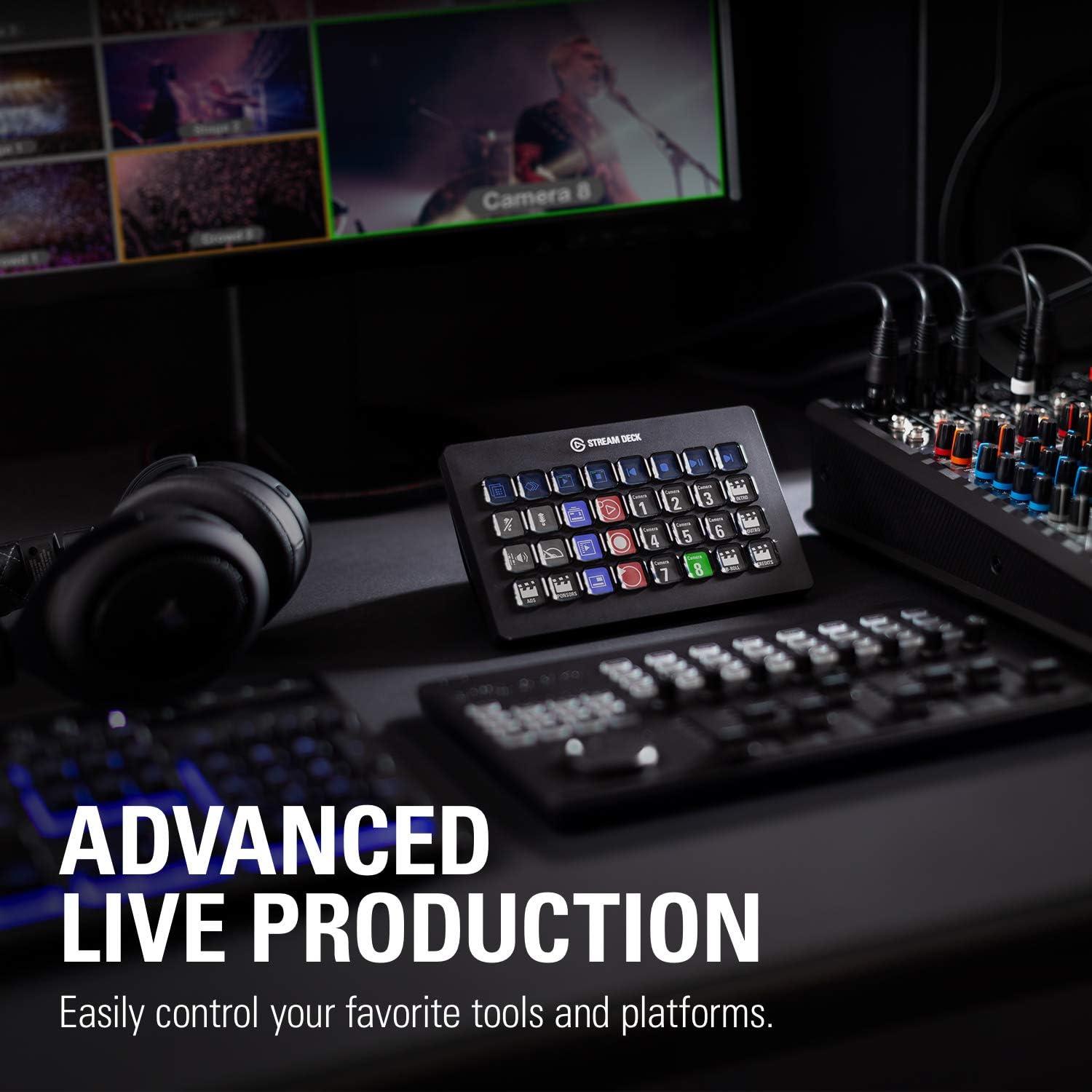 imageElgato Stream Deck XL Advanced Studio Controller 32 Macro Keys Trigger Actions in apps and Software Like OBS Twitch YouTube and More USB Works with Mac and PC32 Keys