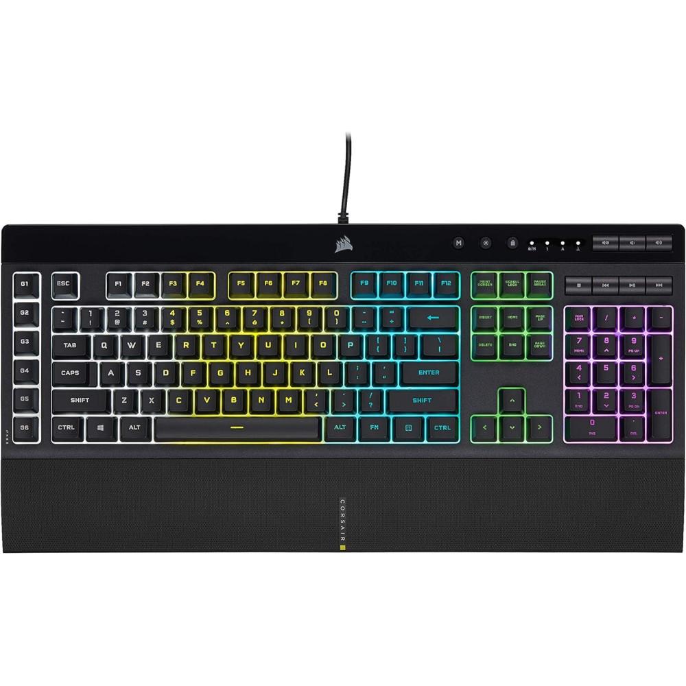 imageCorsair K55 RGB PRO Membrane Wired Gaming Keyboard  IP42 Dust and SpillResistant  6 Macro Keys with Elgato Integration  iCUE Compatible  QWERTY NA  PC Mac Xbox  Black