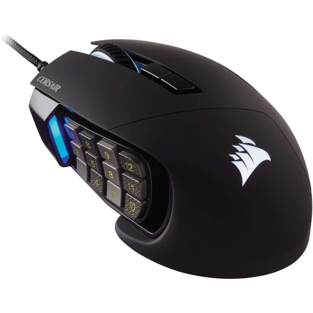 imageCorsair Scimitar RGB Elite Wired MOBAMMO Gaming Mouse  18000 DPI  17 Programmable Buttons  iCUE Compatible  PC Mac PS5 PS4 Xbox  BlackElite