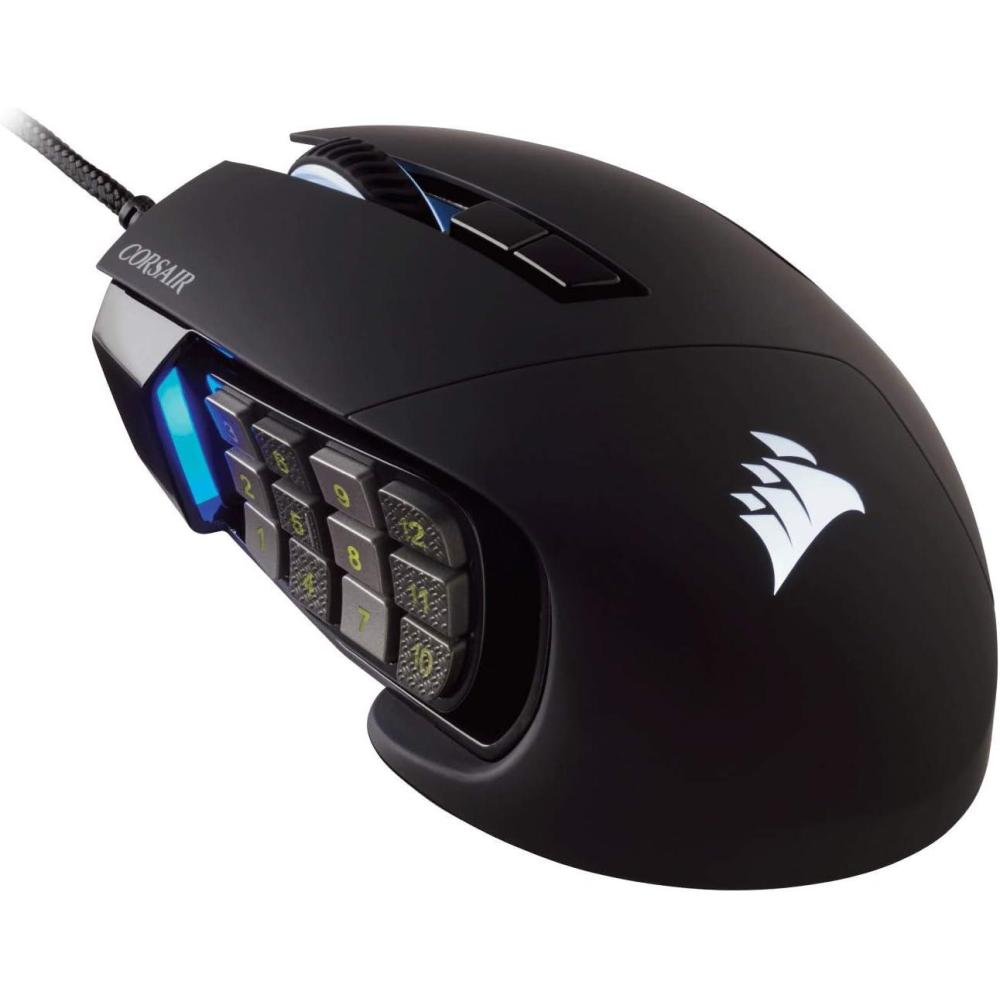 imageCorsair Scimitar RGB Elite Wired MOBAMMO Gaming Mouse  18000 DPI  17 Programmable Buttons  iCUE Compatible  PC Mac PS5 PS4 Xbox  BlackPro