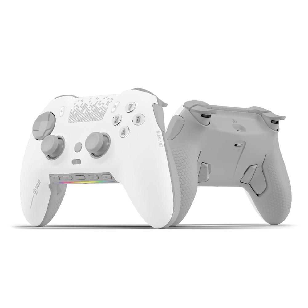 imageSCUF ENVISION PRO V1 2023 COD Warzone Light Wireless PC Only Gaming Controller  Five Remappable GKeys Remappable Back Paddles Instant Triggers iCUE CompatibleWhite