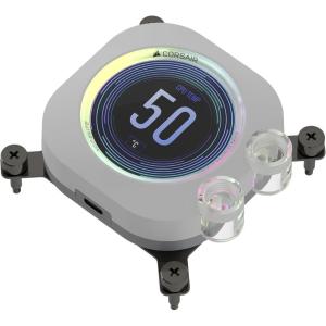 CORSAIR XC7 RGB Elite LCD CPU Water Block – 480×480 IPS LCD Screen – 31 RGB LEDs – USB-C – Fits Intel® LGA 1700, AMD® AM5 and Older – White