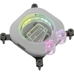 CORSAIR iCUE Link XC7 RGB Elite CPU Water Block – Transparent Flow Chamber – 24 RGB LEDs – Fits Intel LGA 1700, AMD AM5 and Older – White