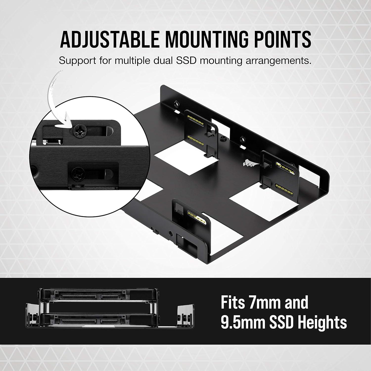 imageCorsair Dual SSD Mounting Bracket 35 Internal Drive Bay to 25 Easy Installation BlackBlack