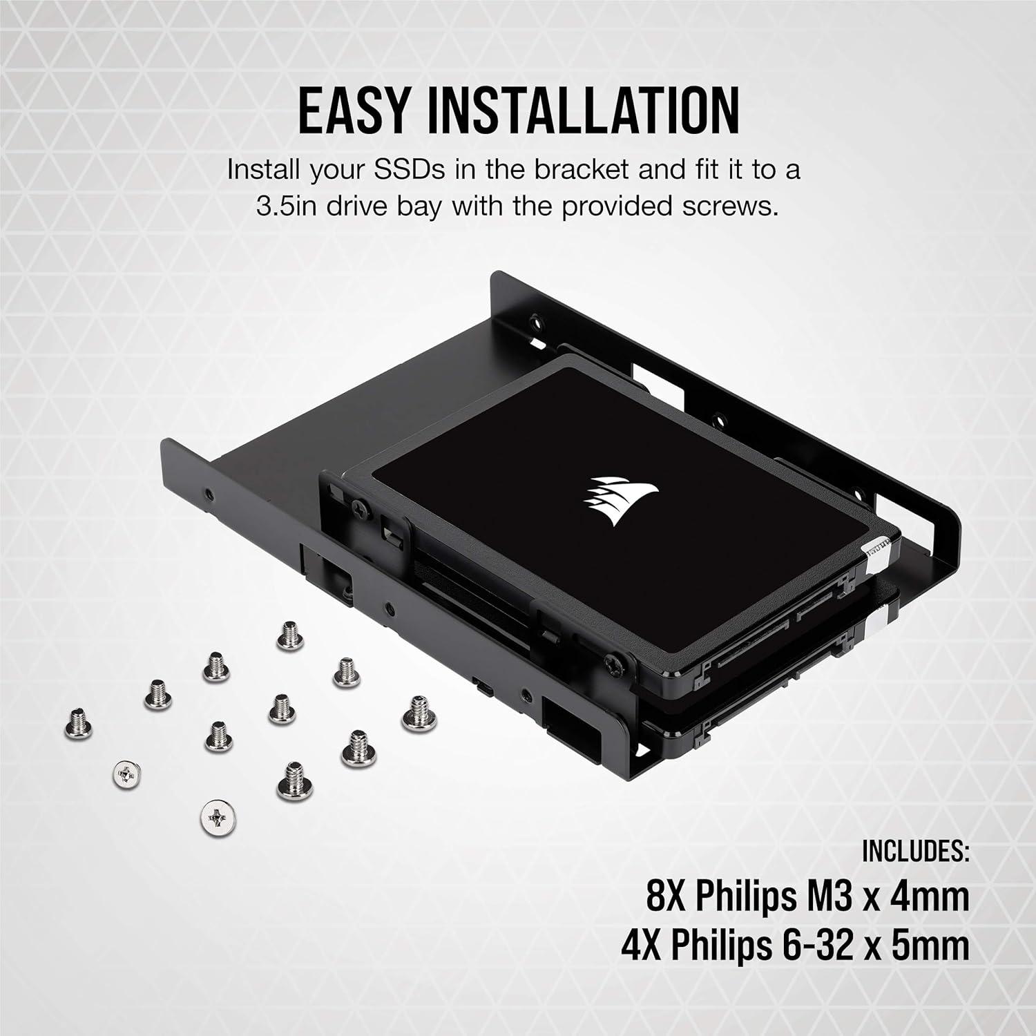 imageCorsair Dual SSD Mounting Bracket 35 Internal Drive Bay to 25 Easy Installation BlackBlack