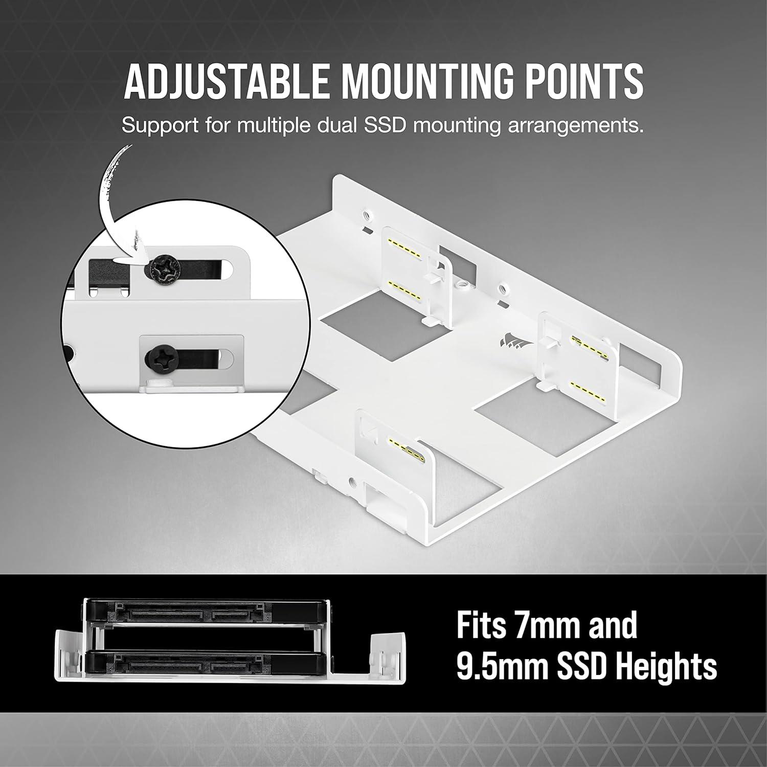 imageCorsair Dual SSD Mounting Bracket 35 Internal Drive Bay to 25 Easy Installation White